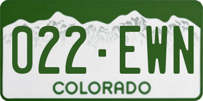CO license plate 022EWN