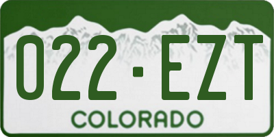CO license plate 022EZT