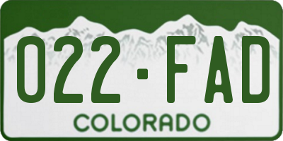 CO license plate 022FAD