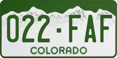CO license plate 022FAF