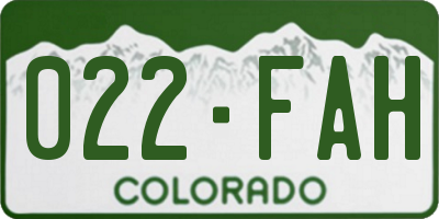 CO license plate 022FAH