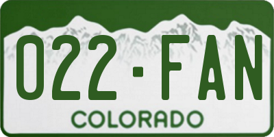 CO license plate 022FAN