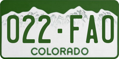 CO license plate 022FAO