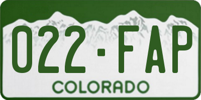 CO license plate 022FAP