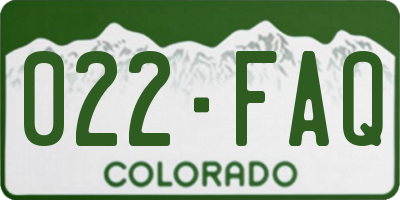 CO license plate 022FAQ