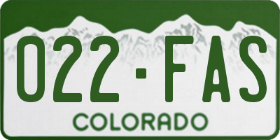 CO license plate 022FAS