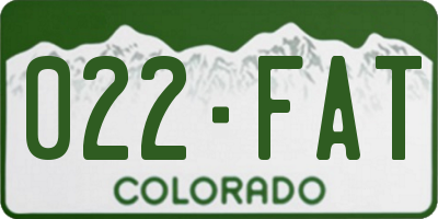 CO license plate 022FAT
