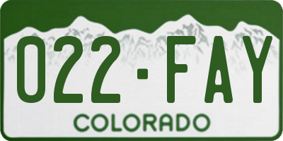 CO license plate 022FAY