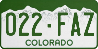 CO license plate 022FAZ