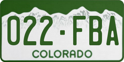 CO license plate 022FBA