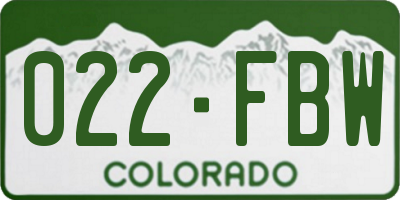 CO license plate 022FBW