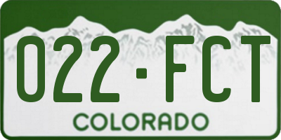 CO license plate 022FCT