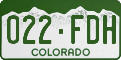 CO license plate 022FDH