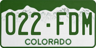 CO license plate 022FDM