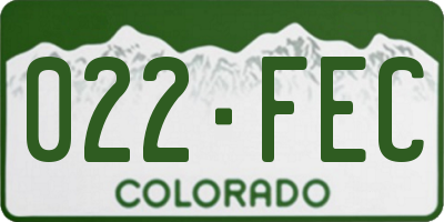 CO license plate 022FEC