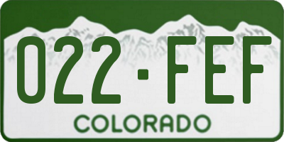 CO license plate 022FEF