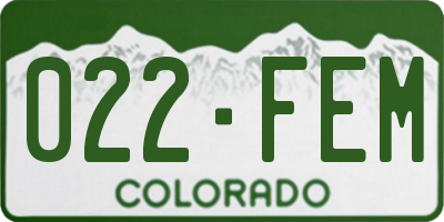 CO license plate 022FEM