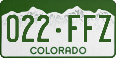 CO license plate 022FFZ