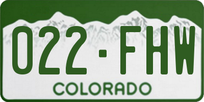 CO license plate 022FHW