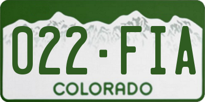CO license plate 022FIA