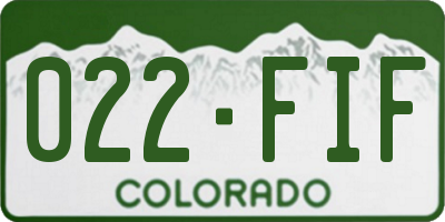 CO license plate 022FIF