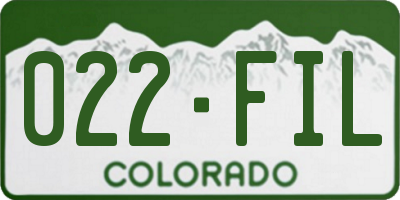 CO license plate 022FIL