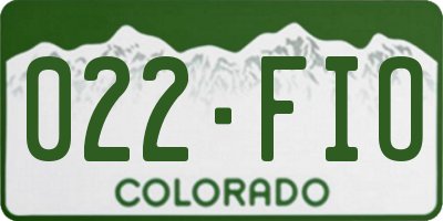 CO license plate 022FIO