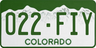 CO license plate 022FIY
