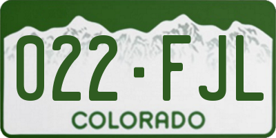 CO license plate 022FJL