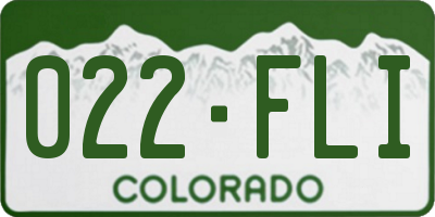 CO license plate 022FLI
