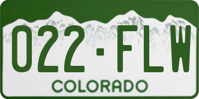 CO license plate 022FLW