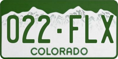 CO license plate 022FLX