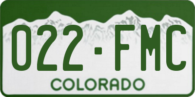 CO license plate 022FMC