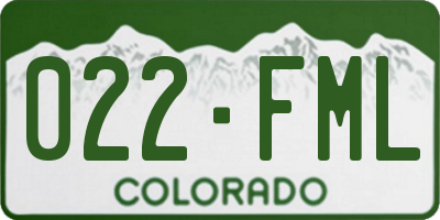 CO license plate 022FML