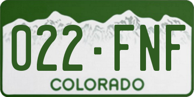 CO license plate 022FNF