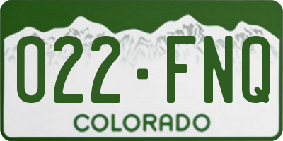 CO license plate 022FNQ