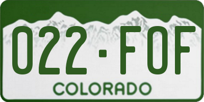 CO license plate 022FOF