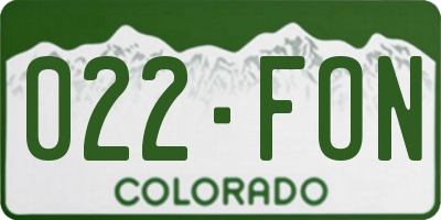 CO license plate 022FON