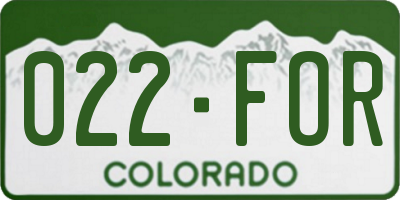 CO license plate 022FOR