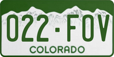 CO license plate 022FOV