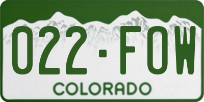 CO license plate 022FOW