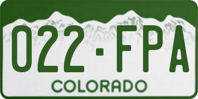 CO license plate 022FPA
