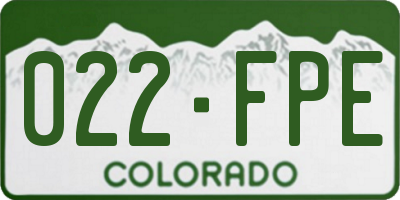 CO license plate 022FPE