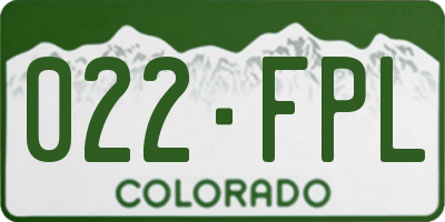 CO license plate 022FPL