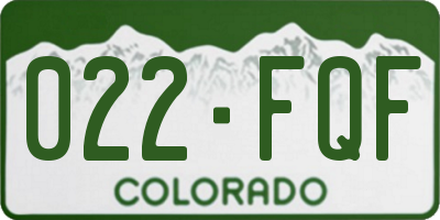 CO license plate 022FQF