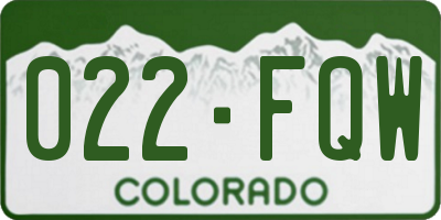 CO license plate 022FQW