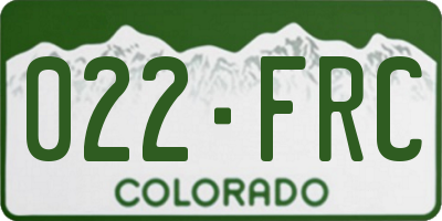 CO license plate 022FRC