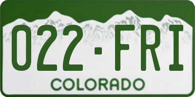 CO license plate 022FRI