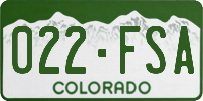 CO license plate 022FSA