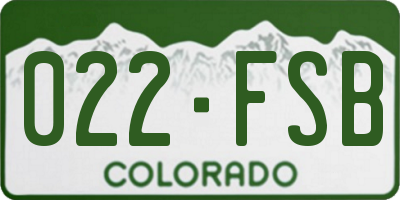 CO license plate 022FSB